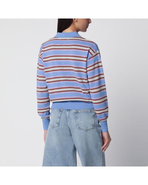 Guest In Residence Blue Collegiate Stripe Polo Sweater Delft