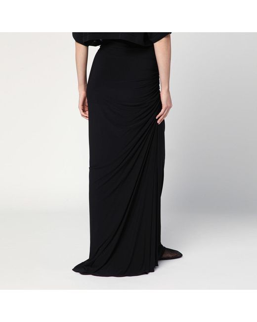 Alaïa Black Long Draped Skirt
