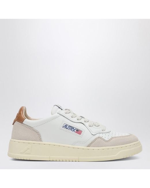 Autry White Medalist Sneakers Aus Weißem/Braunem Leder Und Wildleder