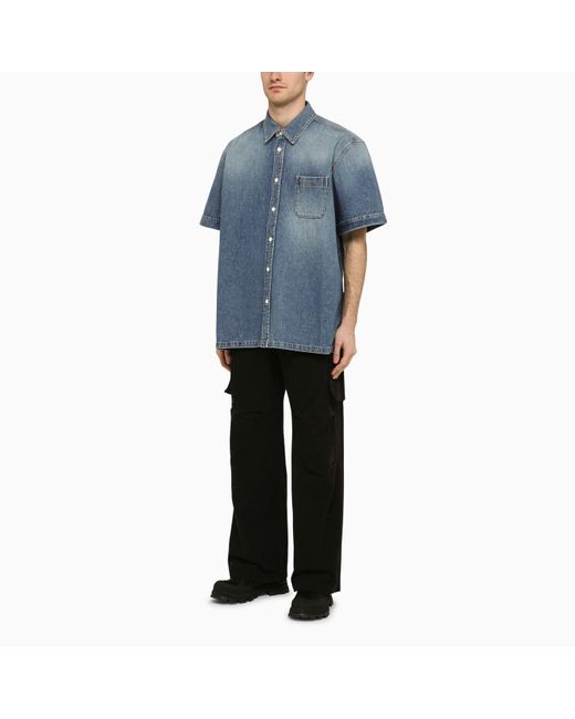 Givenchy Blue Denim Short-sleeved Shirt for men