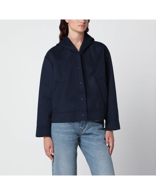 Weekend by Maxmara Blue Wool Hooded Jacket