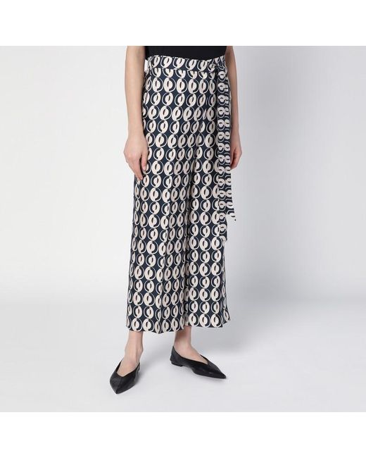 Pantalone con motivo stampato all over in seta di Max Mara in Black