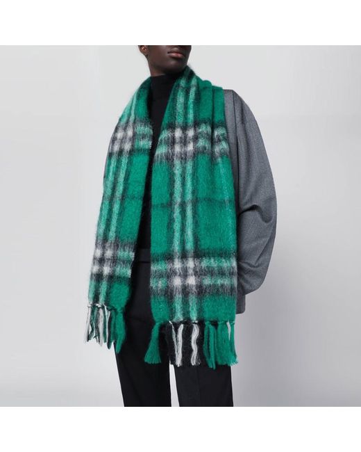 Sciarpa in lana e mohair check di Burberry in Green da Uomo