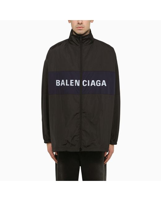 Balenciaga Lightweight Black Nylon Jacket With Logo for men