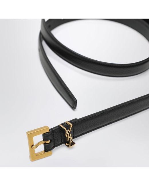 Saint Laurent Black Cassandre Thin Belt