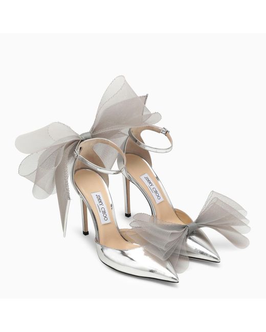 Jimmy Choo Decollet Averly 100 Metallic Silver in White Lyst