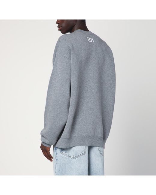 Balenciaga Blue Cotton Sweater With Logo for men