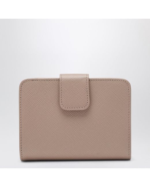 Prada Brown Small Powderpink Saffiano Wallet