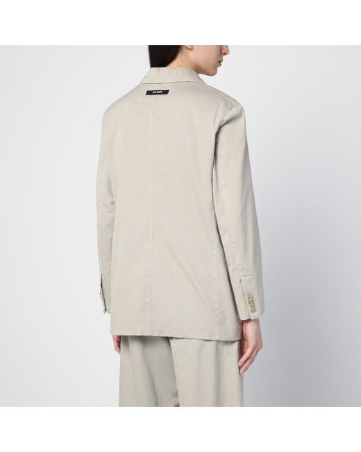 Palm Angels Natural Double-breasted Cotton Jacket
