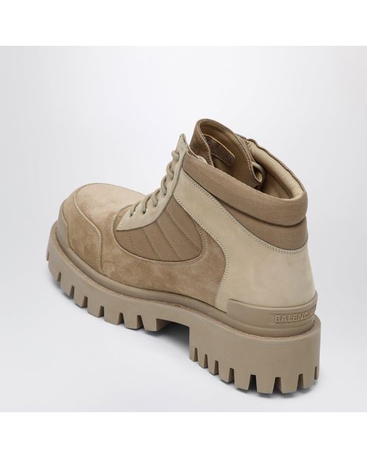 Balenciaga Brown Sand-Colored Nubuck Combat Strike Boots for men