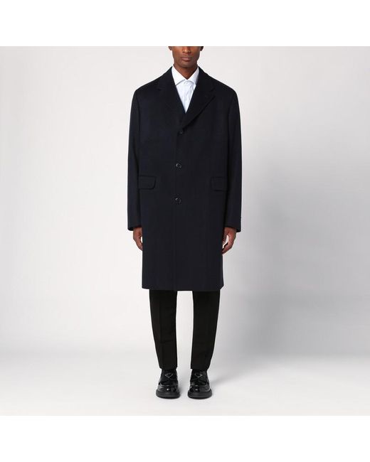 Prada Einreihiger Wollmantel Blau in Black für Herren