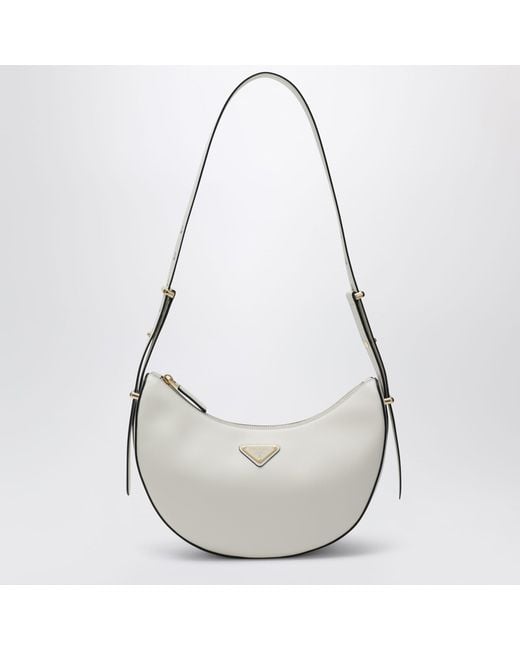 Prada White Arqué Medium Shoulder Bag