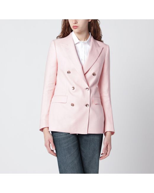 Tagliatore Pink Double-Breasted Linen Jacket