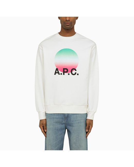 A.P.C. Logoed White/red Crewneck Nolan Sweatshirt for men