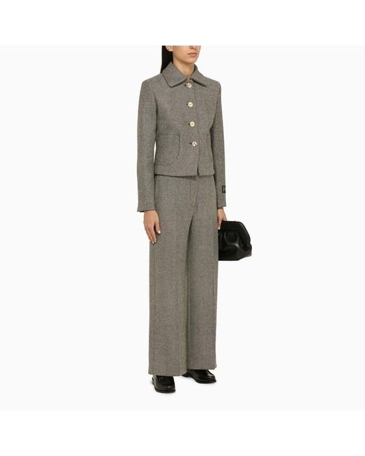 Patou Gray Herringbone Regular Trousers