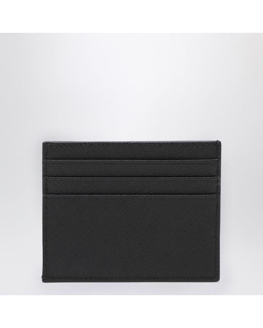 Prada Black Saffiano Leather Credit Card Holder for men