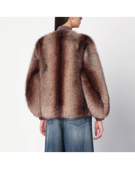 S.w.o.r.d 6.6.44 Brown Chestnut Zip-Up Faux Fur Coat