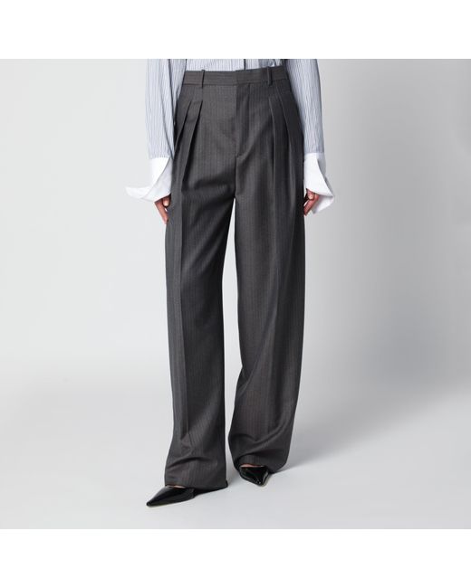 Bottega Veneta Gray Mélange Pinstripe Trousers