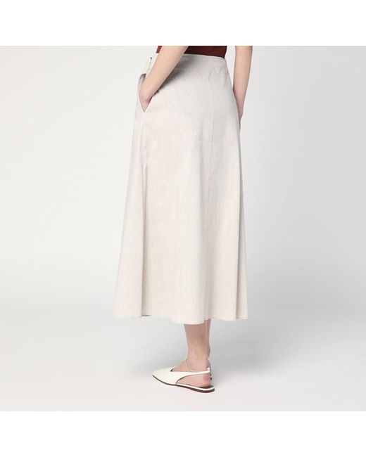 Jupe Traxs Gris Chiné En Mélange De Lin Department 5 en coloris White