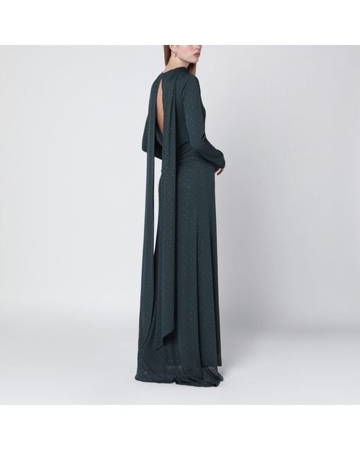 ROTATE BIRGER CHRISTENSEN Blue Long Dress With Rhinestones