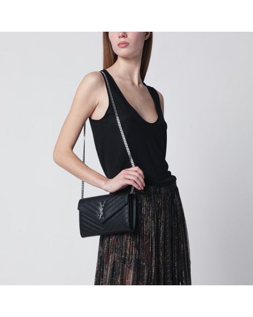 Saint Laurent Black Clutch With Chain Cassandre