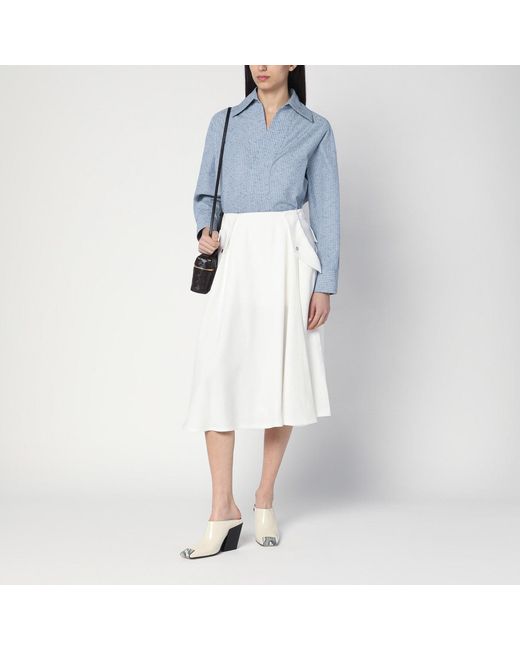 Bottega Veneta White Ivory Pleated Midi Skirt
