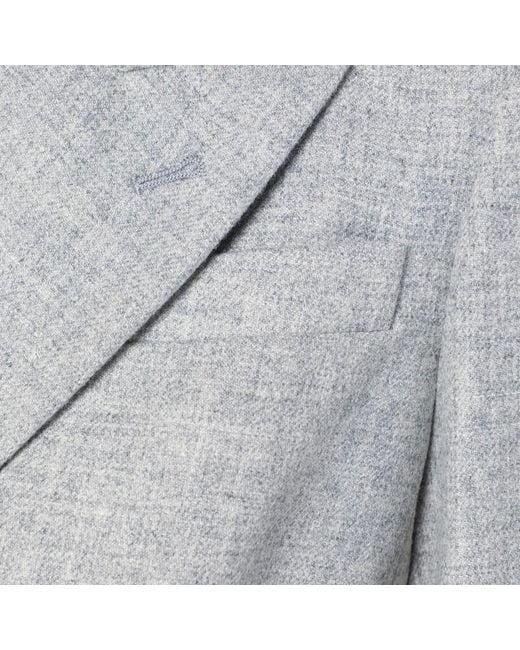 Brunello Cucinelli Gray Double-Breasted Wool Jacket