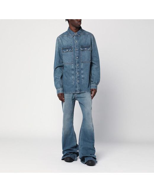 Camicia effetto slavato in denim di Rick Owens in Blue da Uomo