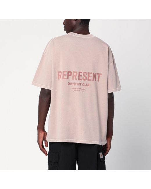 Represent Pink Dusty Mauve Cotton T-Shirt With Logo for men
