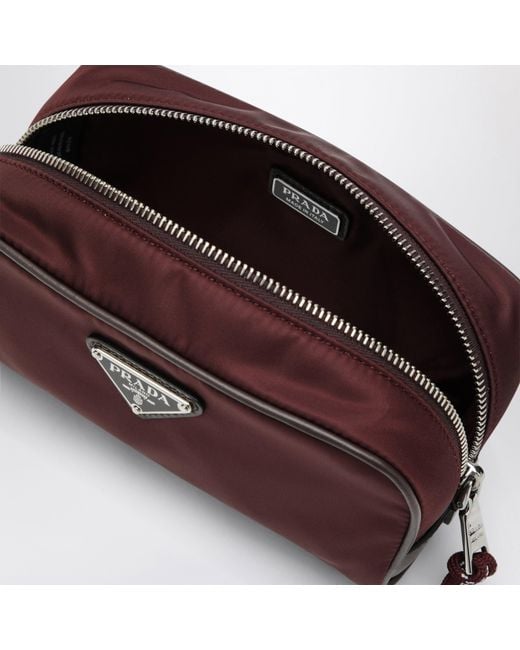 Prada Brown Speedrock Re-Nylon And Leather Pouch for men
