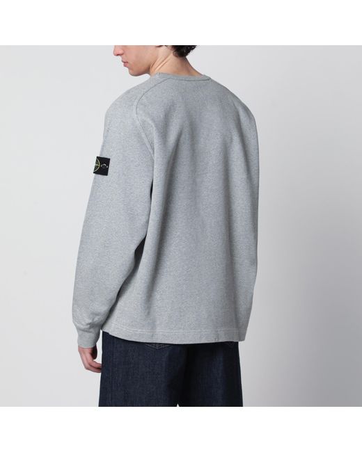 Stone Island Gray Oversized Crewneck Sweatshirt With Raglan Sleeves for men