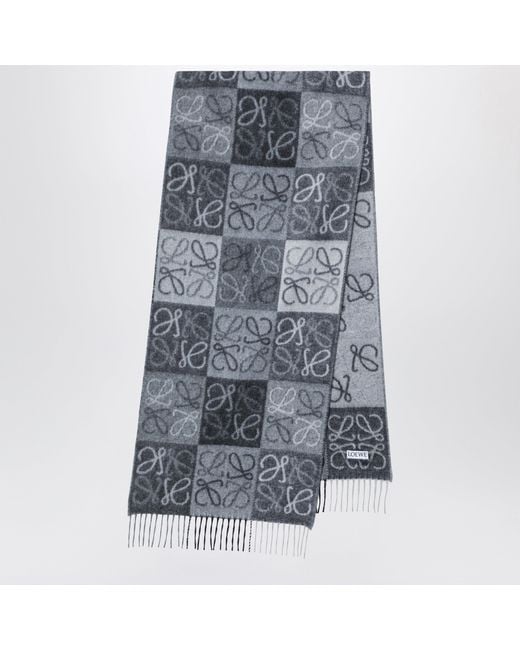 Loewe Gray Anagram Wool And Cashmere Scarf