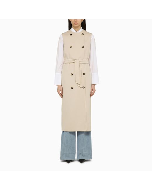 ジャケット Max Mara Beige wool and cashmere long vest Max Mara Wool And Cashmere Long Vest in Natural | Lyst