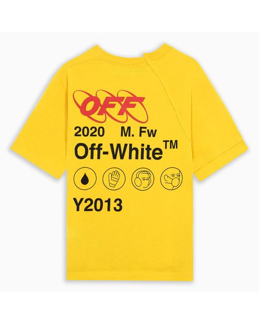Off-White c/o Virgil Abloh Yellow Industrial Y013 T-shirt In Cotton With Logo And Graphics Printed On The Back. for men