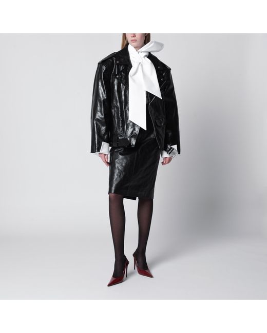 Saint Laurent Black Pebbled Leather Biker Jacket