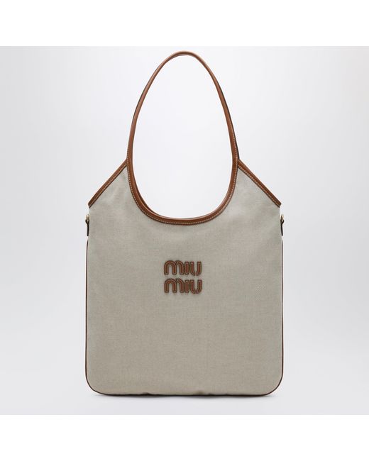 Miu Miu Gray Ivy Canvas And Leather Bag