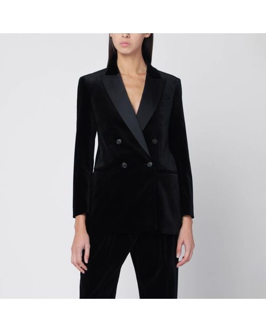 Max Mara Black Velvet Double-Breasted Jacket