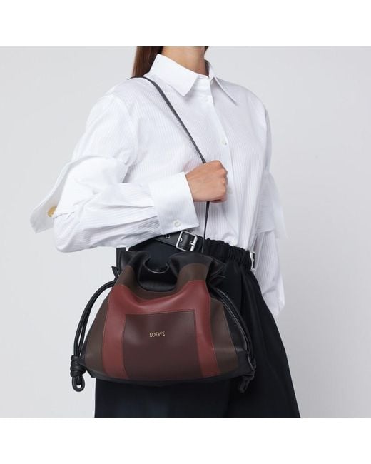 Loewe Brown Medium Flamenco Clutch Bag/Burgundy