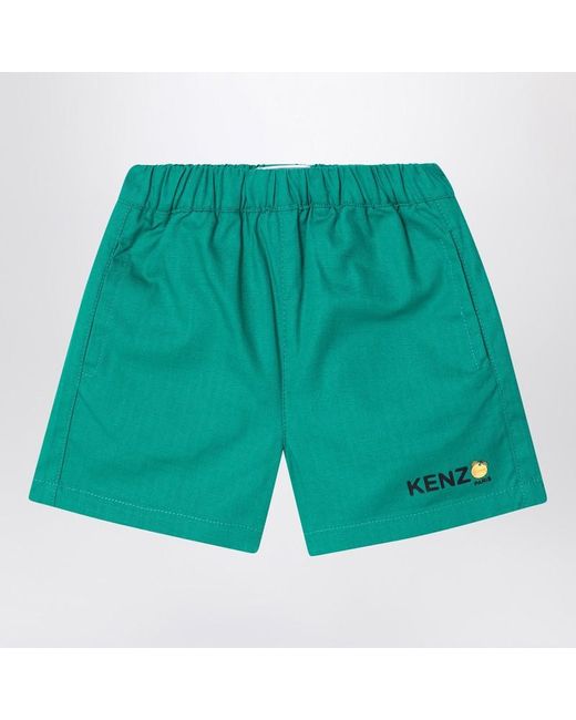 KENZO Green Grüne Baumwoll-Shorts Mit Logo