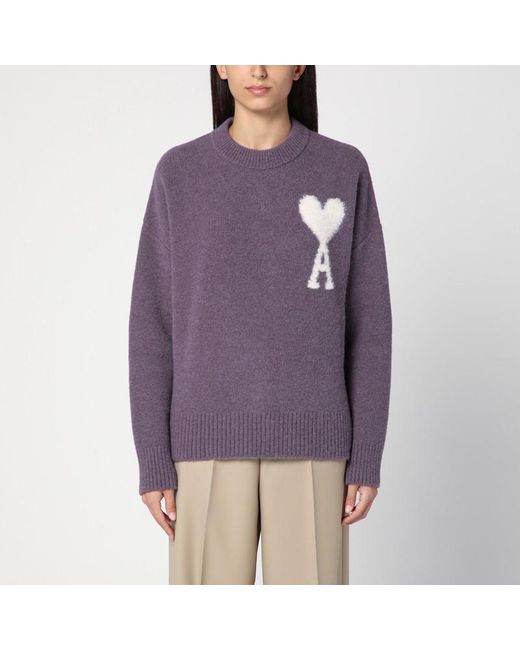 AMI Purple Fliederfarbenes Pullover Mit Rundhalsausschnitt Ami De Coeur