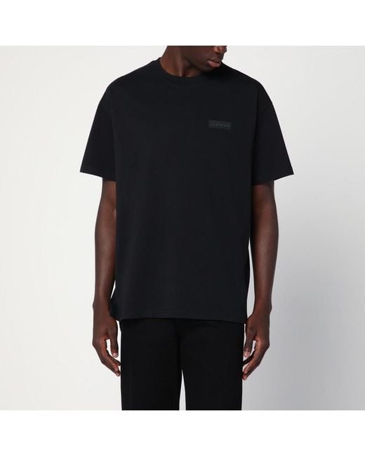 Givenchy Black Cotton T-Shirt With Logo Patch for men