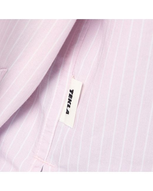 Tekla Pink Striped Pyjama Shirt for men