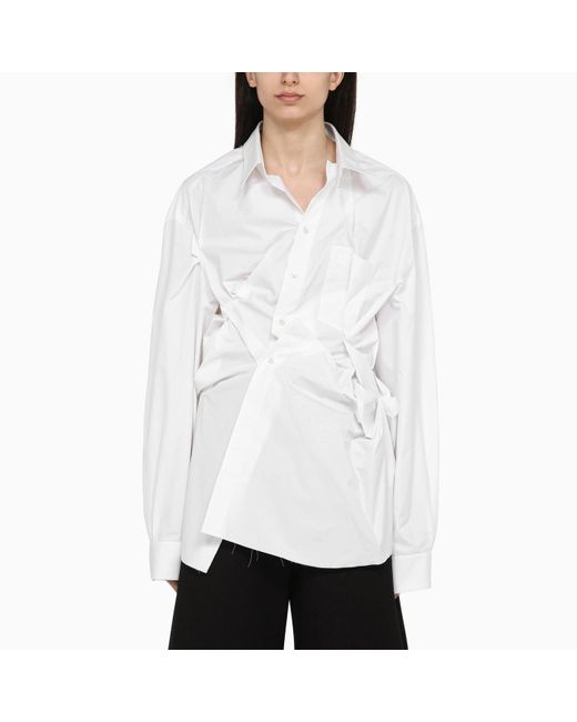 Maison Margiela White Cotton Oversize Shirt With Drape