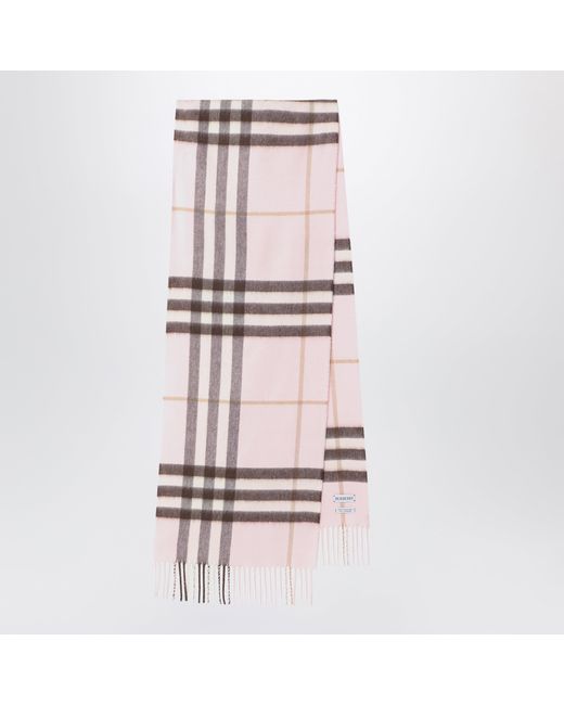 Burberry Pink Cashmere Scarf With A Checked Pattern
