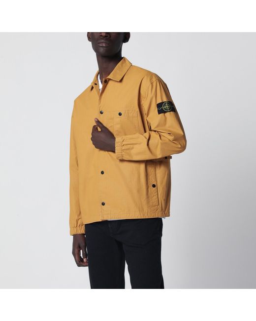 Stone Island Orange Ochre Cotton Ripstop Shirt Jacket for men