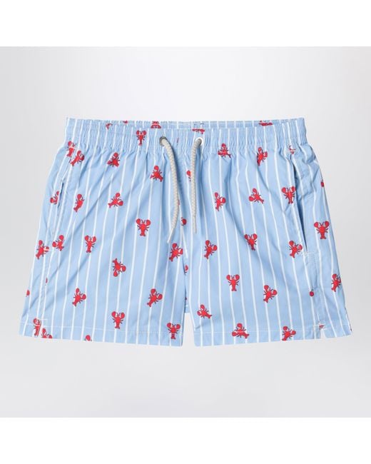 Mc2 Saint Barth Blue Jean Swim Shorts With Crab Print