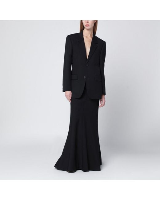 Balenciaga Black Long Wool Skirt