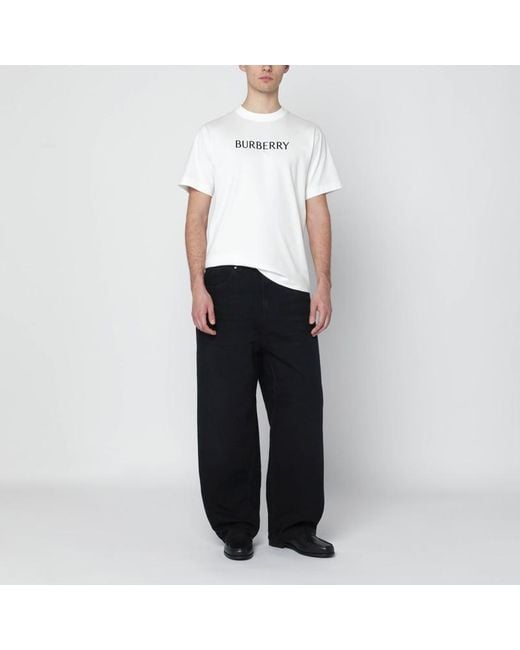 Burberry Weißes T-Shirt Mit Logoprint in White für Herren