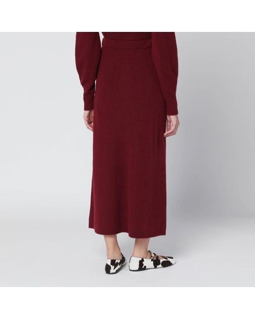 Gonna lampone in filato di cachemire stretch di Max Mara in Red