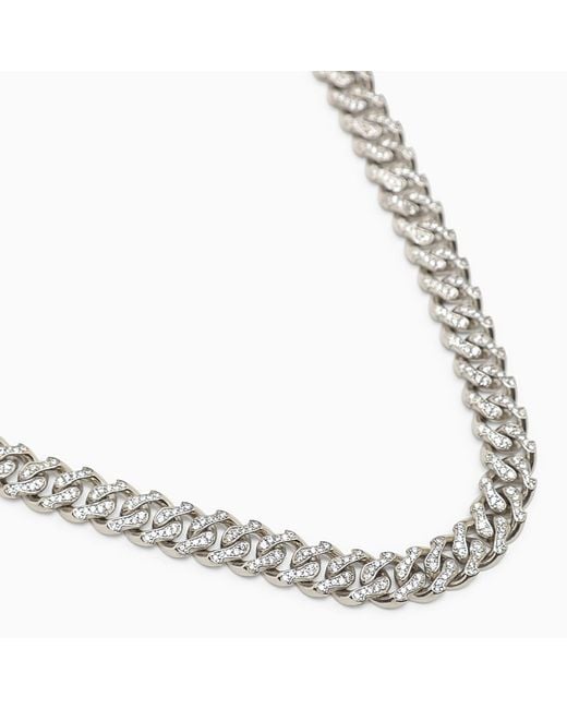 Emanuele Bicocchi Metallic 925 Chain Necklace With Crystals for men